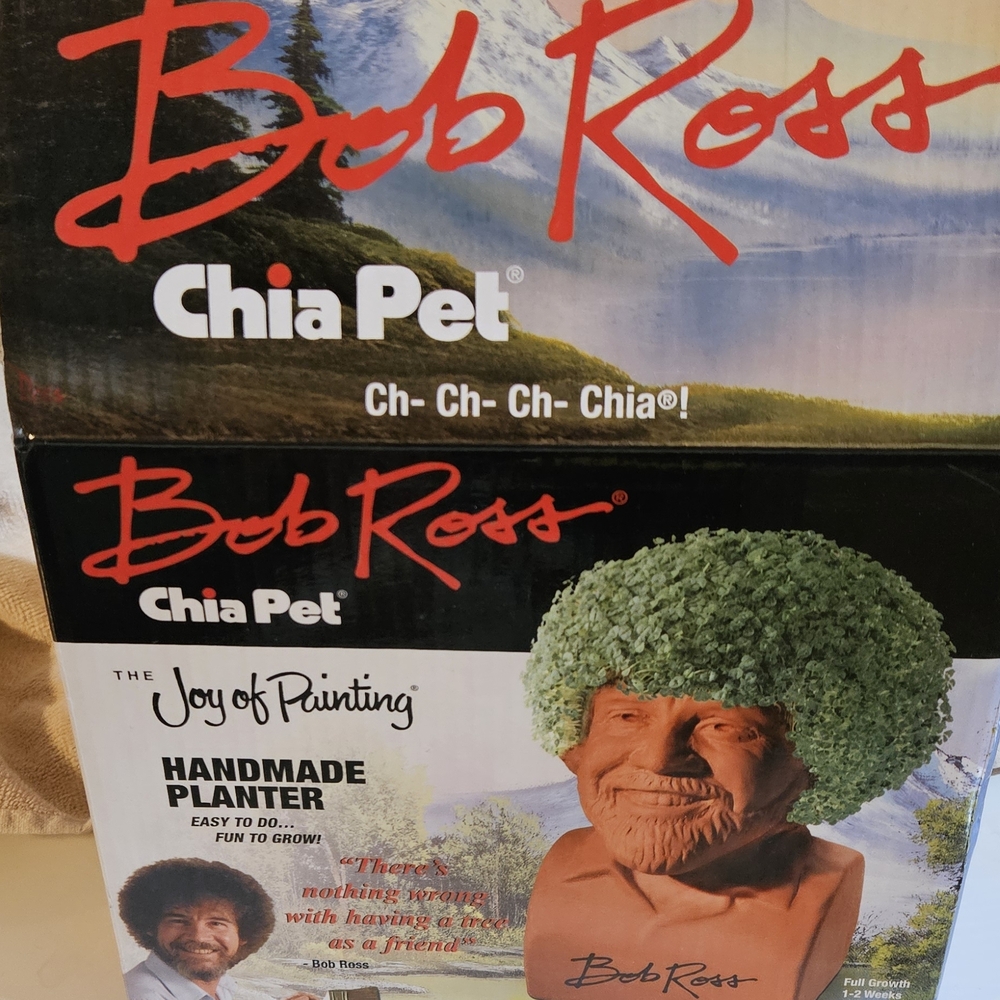 Bob Ross Chia Pet Handmade Planter - Green